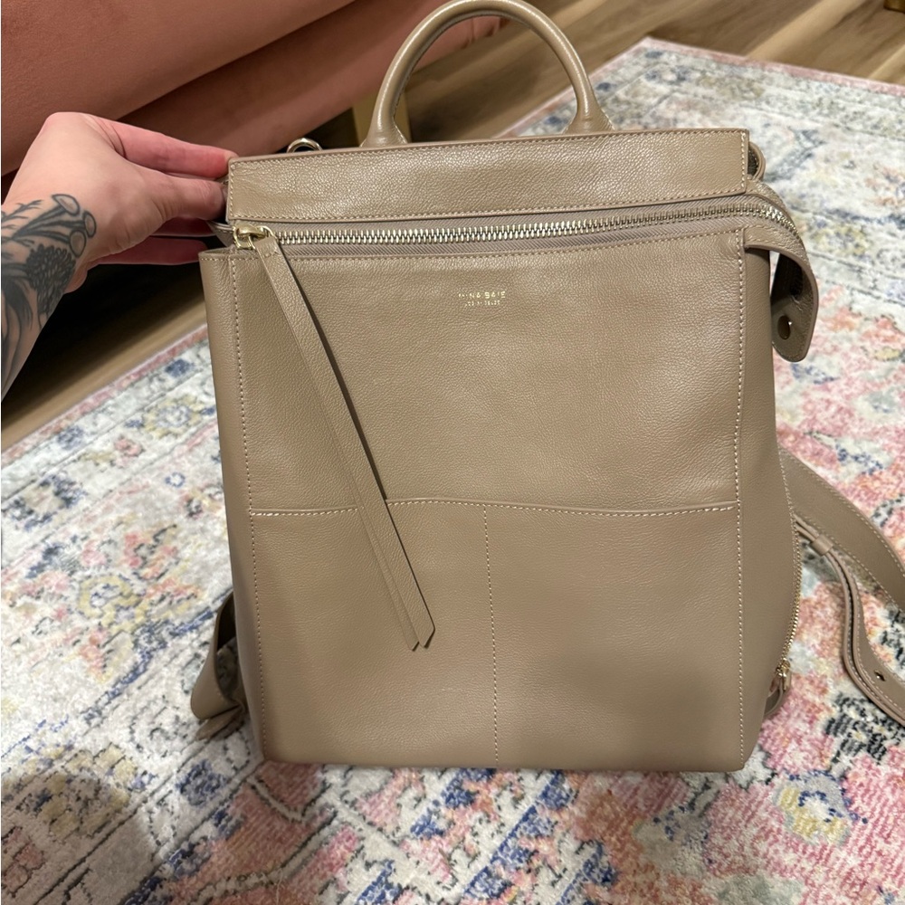 Mina Baie Harper Leather Backpack in Desert - Picture 7 of 7
